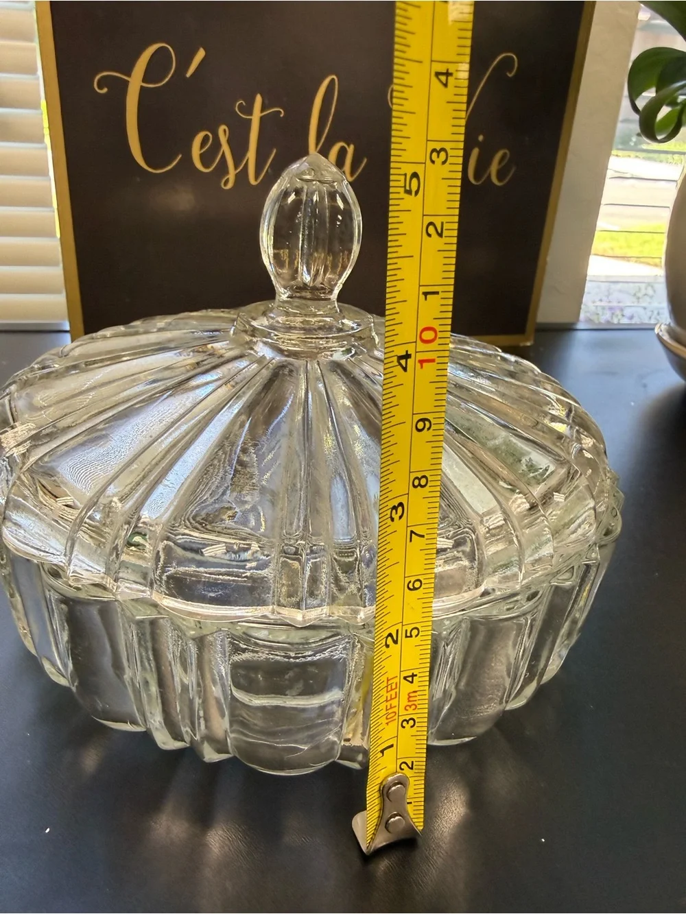Vintage Anchor Hocking Clear Pressed Glass Covered Candy Dish with Lid